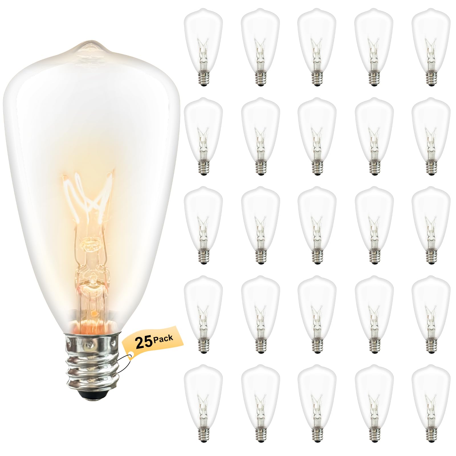 Oviejo 25 Pack Edison Light Bulbs, ST35 Clear Glass Light Bulb